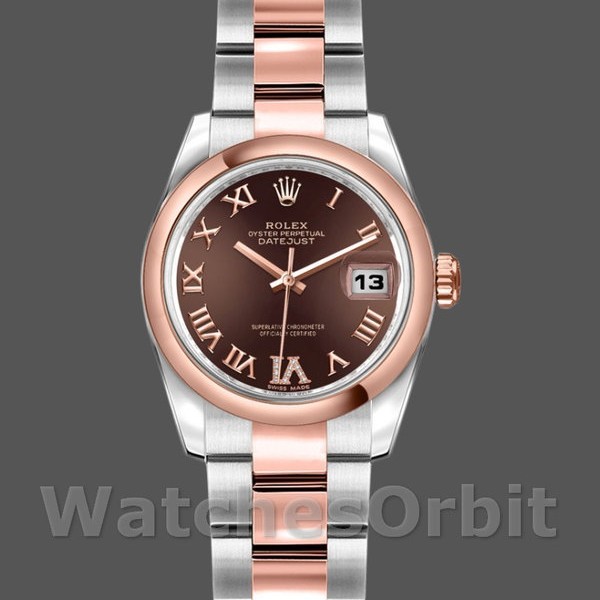 Womens Rolex Datejust 26mm Womens-179161-Chocolate Brown Dial-Stainless Steel & Everose Gold Chocolate Brown Replica Image