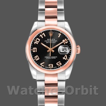 Women's Rolex Datejust 26mm Women's-179161-Black Concentric Circle Dial-Stainless Steel & Everose Gold Black