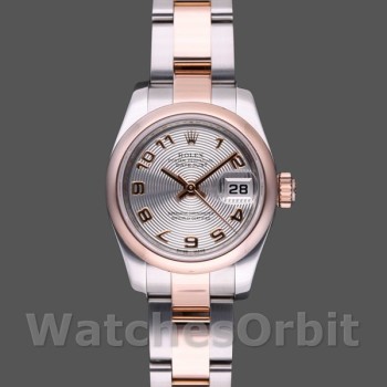 Women's Rolex Datejust 26mm Women's-179161-Silver Concentric Circle Dial-Stainless Steel & Everose Gold Silver
