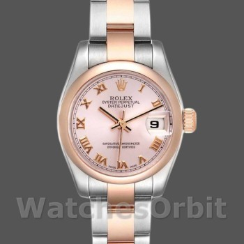 Women's Rolex Datejust 26mm Women's-179161-Pink Roman Dial-Stainless Steel & Everose Gold Pink