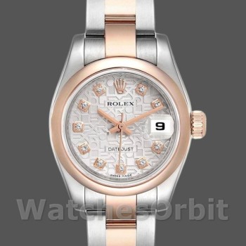 Women's Rolex Datejust 26mm Women's-179161-Silver Jubilee Anniversary Dial-Stainless Steel & Everose Gold Silver