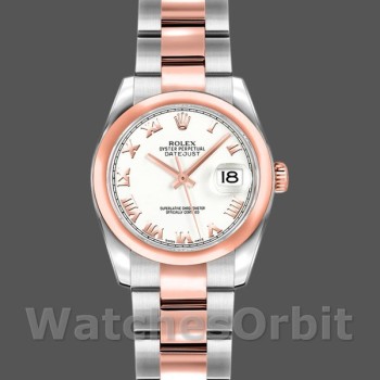 Women's Rolex Datejust 26mm Women's-179161-White Roman Dial-Stainless Steel & Everose Gold White