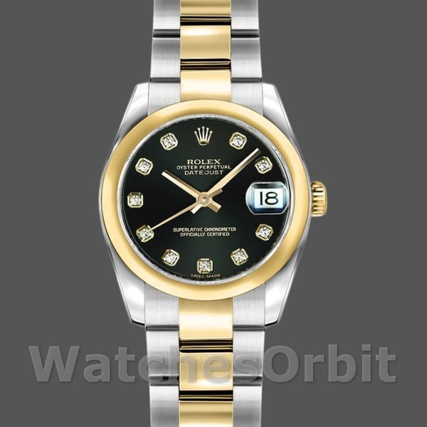 Womens Rolex Datejust-179163, 26mm, Black Diamond Dial, Domed Bezel, Lady Black Replica Image