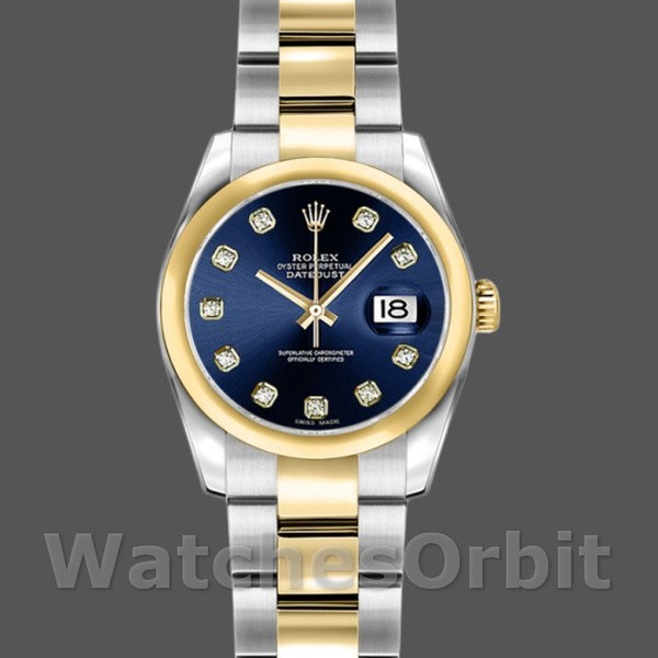 Womens Rolex Datejust-179163, 26mm, Blue Diamond Dial, Domed Bezel, Lady Blue Replica Image