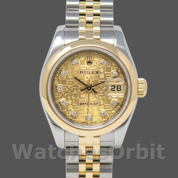 Womens Rolex Datejust-179163, 26mm, Champagne Jubilee Diamond Dial, Domed Bezel, Lady Champagne Replica Image