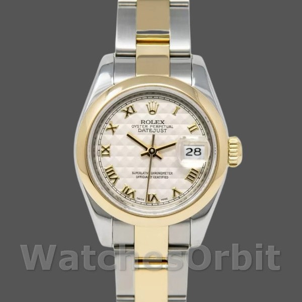 Womens Rolex Datejust-179163, 26mm, Pyramid Ivory Dial, Smooth Bezel, Lady Ivory Replica Image