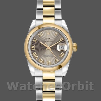 Women's Rolex Datejust-179163, 26mm, Sunbeam Grey Dial, Domed Bezel, Lady Grey