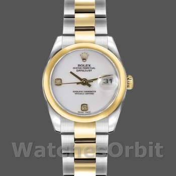 Women's Rolex Datejust 26mm Women's-179163-White Dial-Diamond Domed Dezel White