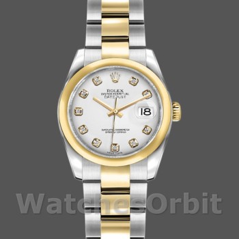 Women's Rolex Datejust 26mm Women's-179163-White Diamond Dial-Domed Dezel White