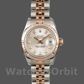 Women's Rolex Datejust-179171, 26mm, Silver Diamonds Dial, Fluted Bezel, Lady Silver