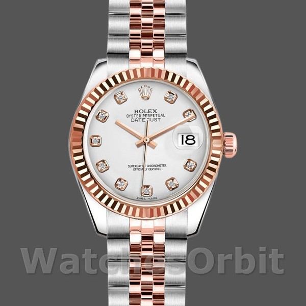 Womens Rolex Datejust-179171, 26mm, White Diamond Dial, Fluted Bezel, Lady White Replica Image