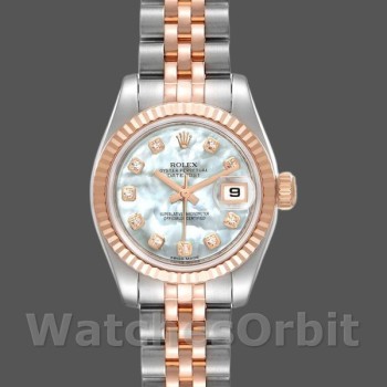 Women's Rolex Datejust-179171, 26mm, White MOP Diamond Dial, Fluted Bezel, Lady MOP