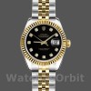 Womens Rolex Datejust-179173, 26mm, Black Diamond Dial, Fluted Bezel, Lady Black Replica Image