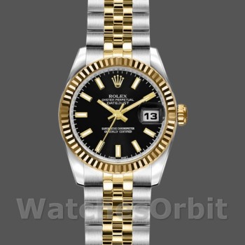 Women's Rolex Datejust-179173, 26mm, Black Index Dial, Fluted Bezel, Lady Black