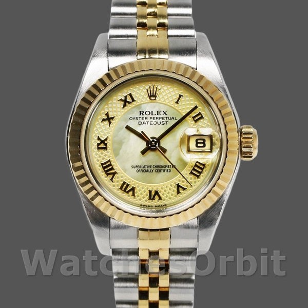 Womens Rolex Datejust-179173, 26mm, Decorated Mother‑of‑Pearl Champagne Dial, Lady MOP Replica Image