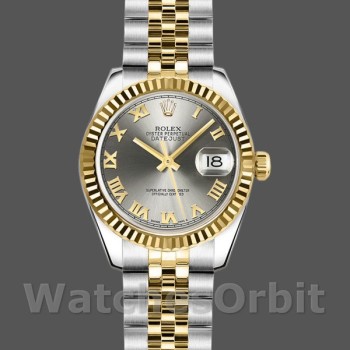 Women's Rolex Datejust-179173, 26mm, Grey Roman Numeral Dial, Lady Grey