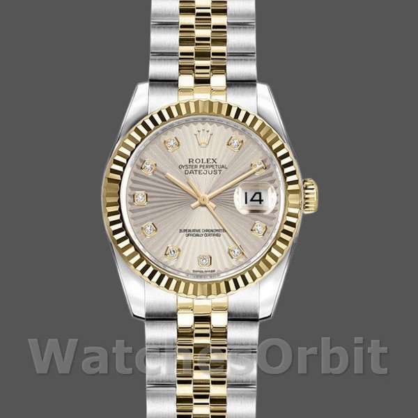 Womens Rolex Datejust-179173, 26mm, Ivory Sunbeam Diamond Dial, Fluted Bezel, Lady Ivory Replica Image