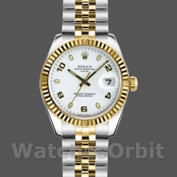 Women's Rolex Datejust-179173, 26mm, White Arabic Numerals Dial, Fluted Bezel, Lady White
