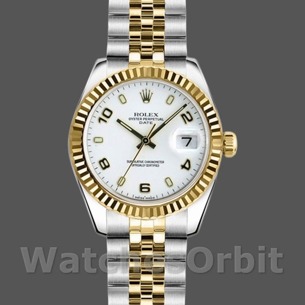 Womens Rolex Datejust-179173, 26mm, White Arabic Numerals Dial, Fluted Bezel, Lady White Replica Image