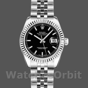 Women's Rolex Datejust-179174, 26mm, Black Index Dial, Fluted Bezel, Lady Black