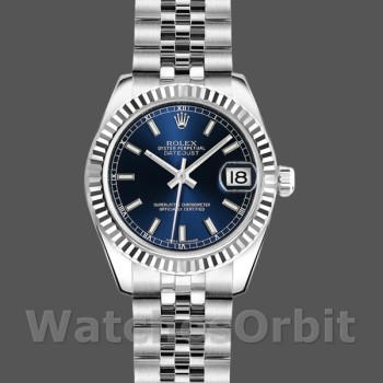 Women's Rolex Datejust-179174, 26mm, Blue Index Dial, Fluted Bezel, Lady Blue