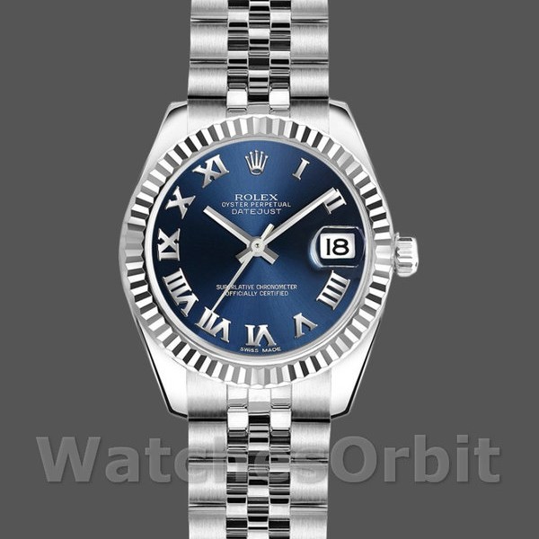 Womens Rolex Datejust-179174, 26mm, Blue Roman Numeral Dial, Lady Blue Replica Image
