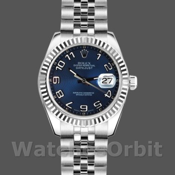 Women's Rolex Datejust-179174, 26mm, Concentric Circle Blue Dial, Fluted Bezel, Lady Blue