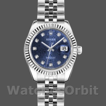 Women's Rolex Datejust-179174, 26mm, Jubilee Blue Diamond Dial, Fluted Bezel, Lady Blue