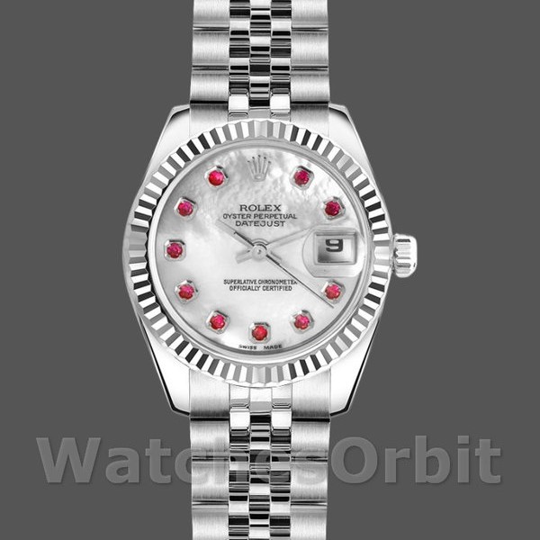 Womens Rolex Datejust-179174, 26mm, Mother‑of‑Pearl White Dial, Fluted Bezel, Lady MOP Replica Image