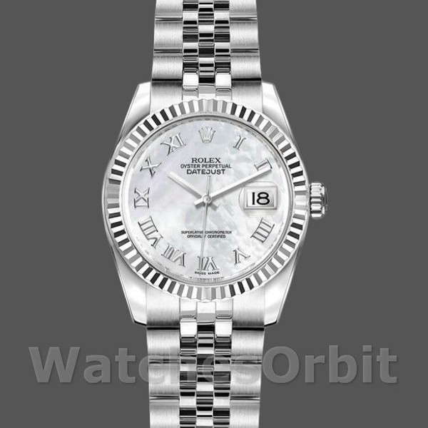 Womens Rolex Datejust-179174, 26mm, Mother‑of‑Pearl White Dial, Fluted Bezel, Lady MOP Replica Image