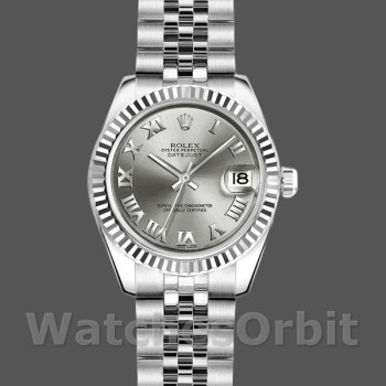 Women's Rolex Datejust-179174, 26mm, Rhodium Grey Dial, Fluted Bezel, Lady Rhodium Grey