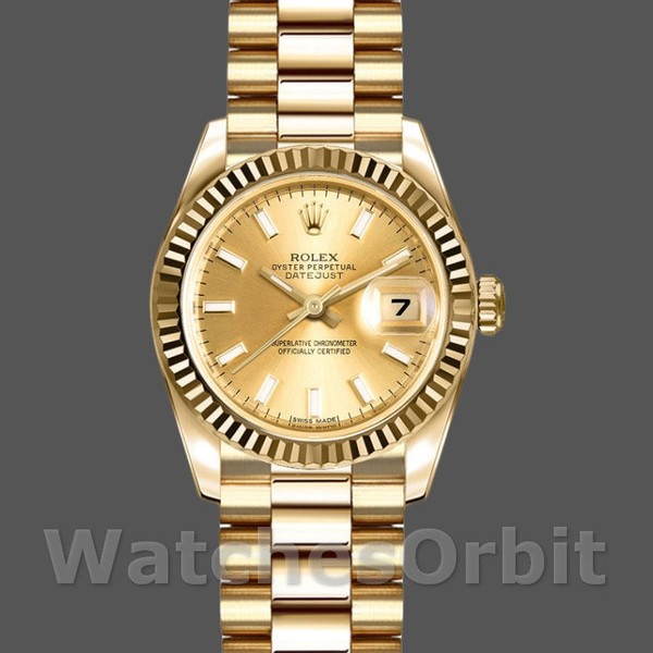 Womens Rolex Datejust-179178, 26mm, Yellow Gold, Champagne Index Dial, Lady Champagne Replica Image