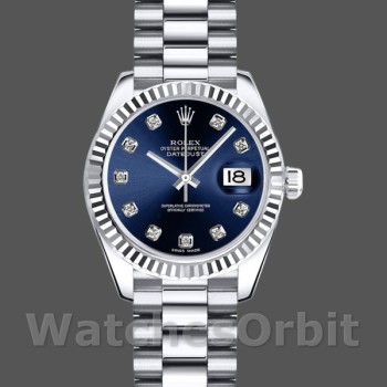 Women's Rolex Datejust-179179, 26mm, Blue Diamond Dial, Fluted Bezel, Lady Blue