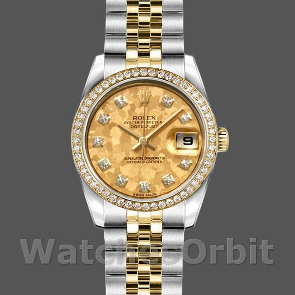 Womens Rolex Datejust-179383, 26mm, Crystal Gold Dust Champagne Dial, Lady Champagne Replica Image
