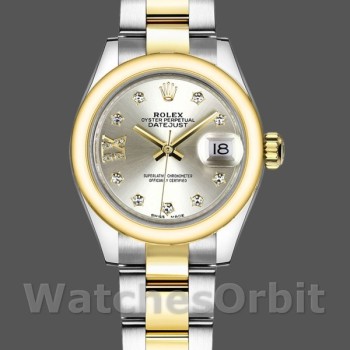 Women's Rolex Datejust-279163, 28mm, Silver Diamond Dial, Domed Bezel, Lady Silver