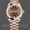 Womens Rolex Datejust-279165, 28mm, Chocolate Brown Dial, Diamond Domed Bezel, Lady Chocolate Brown Replica Watch Image