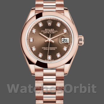 Women's Rolex Datejust-279165, 28mm, Chocolate Brown Dial, Diamond Domed Bezel, Lady Chocolate Brown