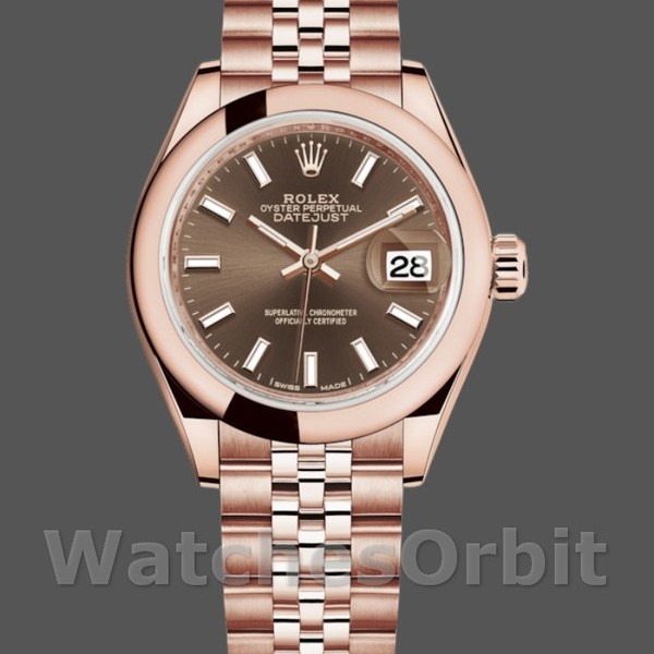 Womens Rolex Datejust-279165, 28mm, Chocolate Brown Dial, Domed Bezel, Lady Chocolate Brown Replica Watch Image