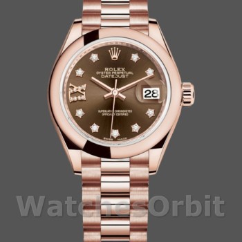 Women's Rolex Datejust-279165, 28mm, Chocolate Brown, Diamonds Dial, Domed Bezel, Lady Chocolate Brown