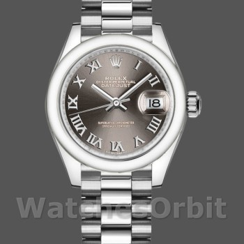 Women's Rolex Datejust-279166, 28mm, Dark Grey Roman Numeral Dial, Domed Bezel, Lady Dark Grey