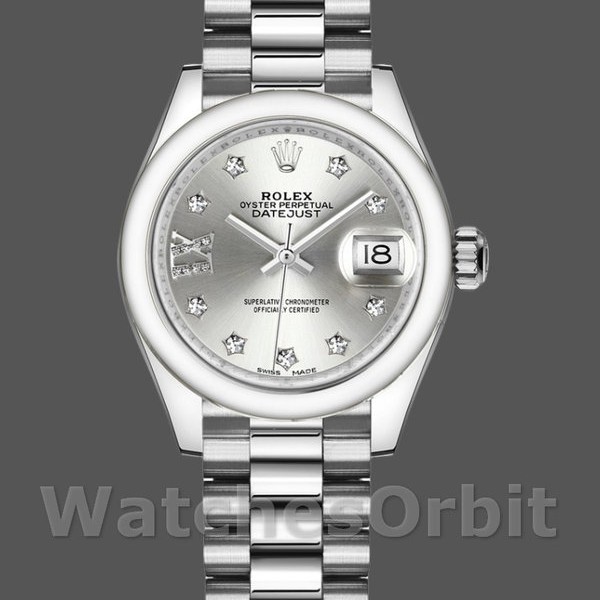 Womens Rolex Datejust-279166, 28mm, Silver Dial, Diamond Domed Bezel, Lady Silver Replica Watch Image