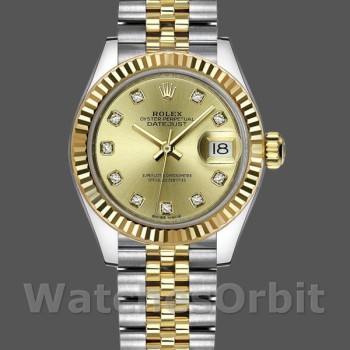 Women's Rolex Datejust-279173, 28mm, Champagne Diamond Dial, Fluted Bezel, Lady Champagne