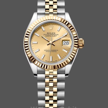 Women's Rolex Datejust-279173, 28mm, Champagne Index Dial, Fluted Bezel, Lady Champagne