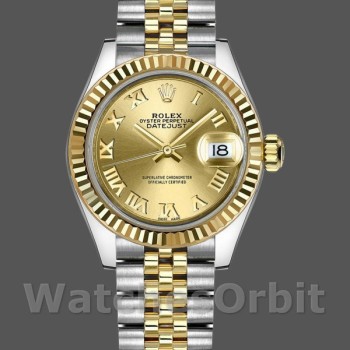 Women's Rolex Datejust-279173, 28mm, Champagne, Roman Numeral Dial, Fluted Bezel, Lady Champagne