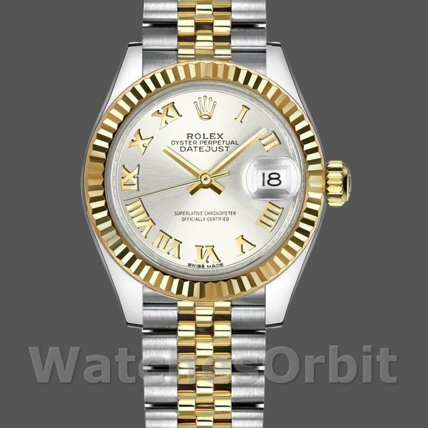 Womens Rolex Datejust-279173, 28mm, Silver Roman Numeral Dial, Fluted Bezel, Lady Silver Replica Watch Image
