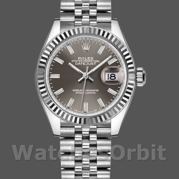 Womens Rolex Datejust-279174, 28mm, Stainless Steel, Dark Grey Index Dial, Lady Dark Grey Replica Watch Image