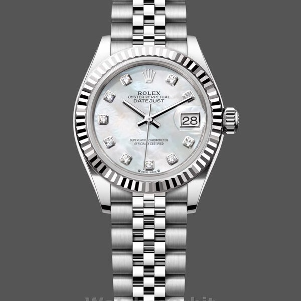 Womens Rolex Datejust-279174, 28mm, Stainless Steel, Mother‑of‑Pearl Diamond Dial, Lady MOP Replica Watch Image