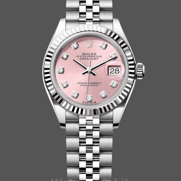 Womens Rolex Datejust-279174, 28mm, Stainless Steel, Pink Diamond Dial, Lady Pink Replica Watch Image