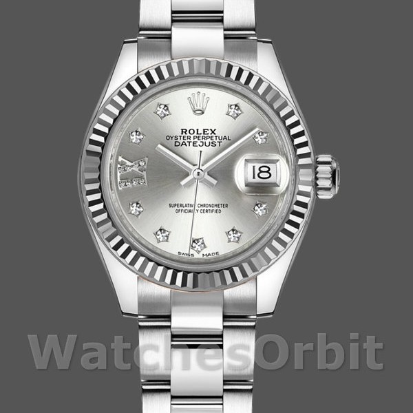 Womens Rolex Datejust-279174, 28mm, Stainless Steel, Silver Diamond Dial, Lady Silver Replica Watch Image