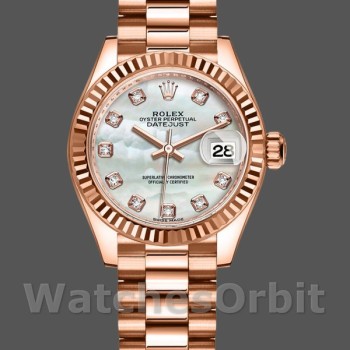 Women's Rolex Datejust-279175, 28mm, Mother‑of‑Pearl Diamonds Dial, Fluted Bezel, Lady MOP